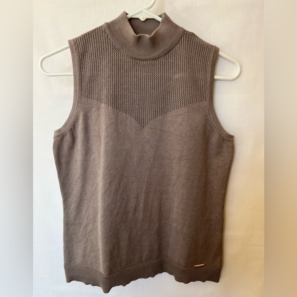 Elie Tahari  Taupe Mock turtle neck shell, Small (Sold at Saks Fifth Ave) - Picture 1 of 3